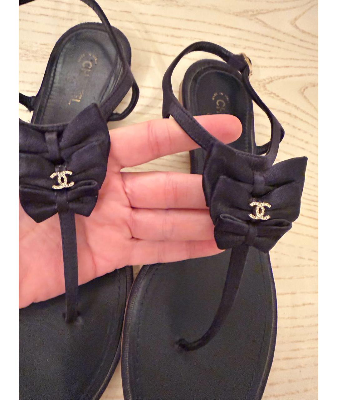CHANEL Черные кожаные сандалии, фото 3