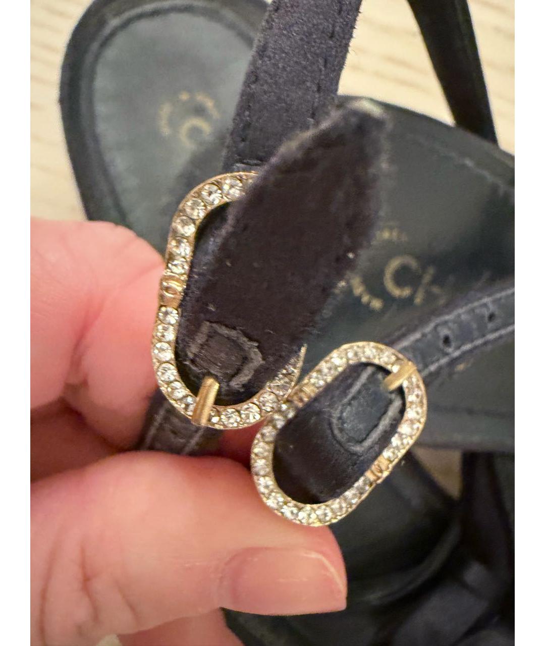 CHANEL Черные кожаные сандалии, фото 4
