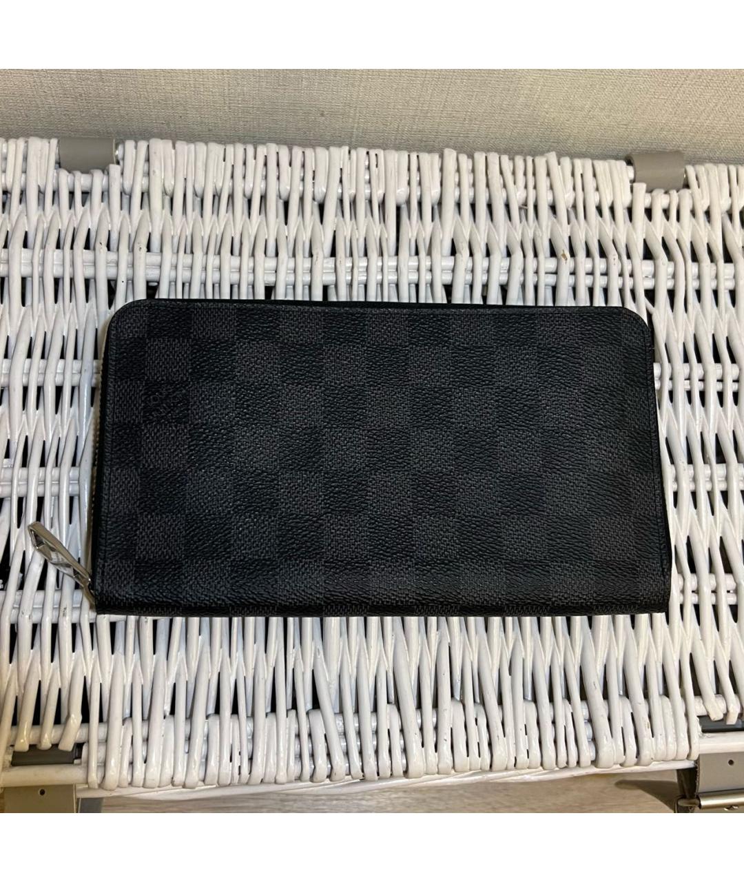 LOUIS VUITTON Антрацитовый кожаный кошелек, фото 7