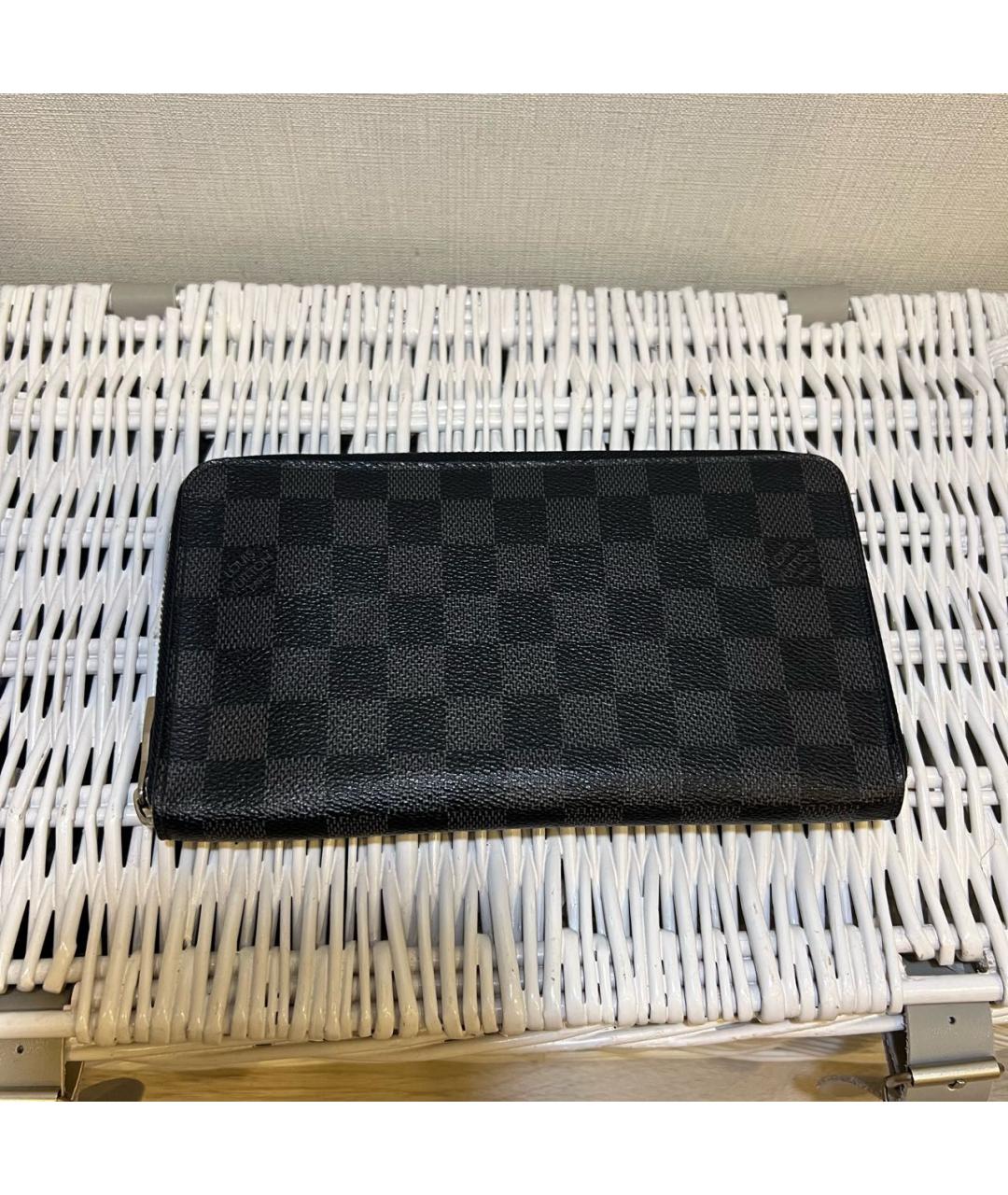 LOUIS VUITTON Черный кожаный кошелек, фото 2