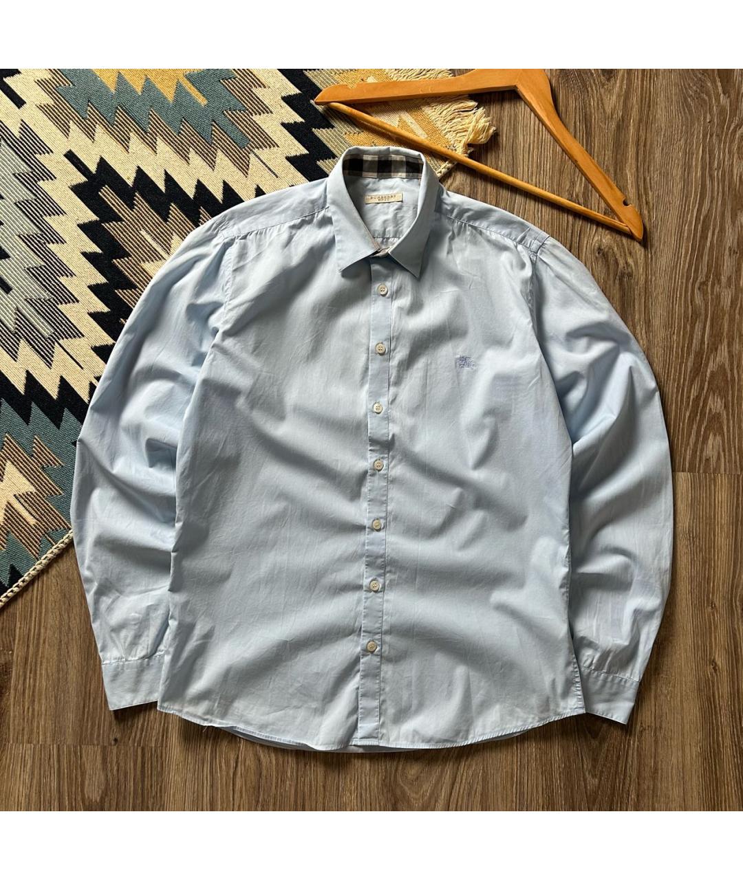 BURBERRY Голубая хлопковая классическая рубашка, фото 2