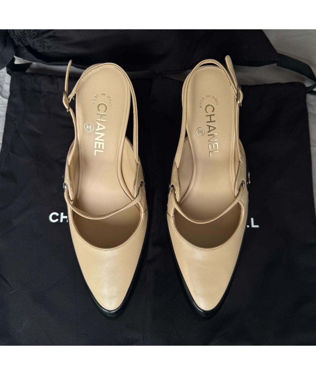 CHANEL Бежевые кожаные туфли, фото 2