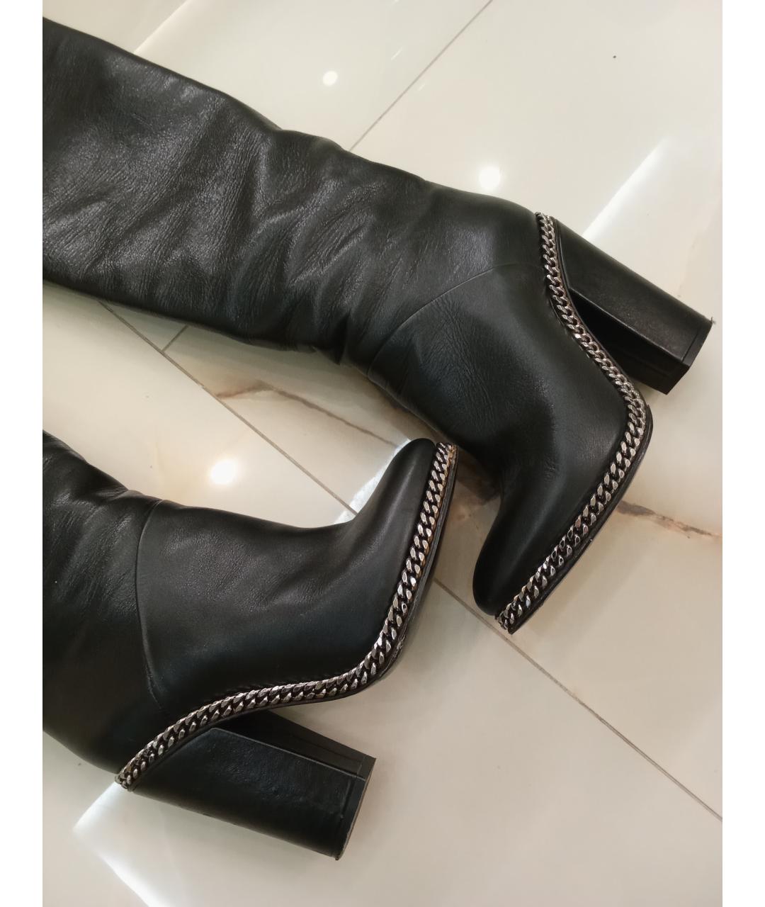 HERMES Черные кожаные ботфорты, фото 4