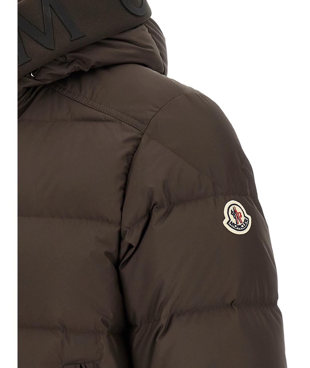 MONCLER Коричневый полиэстеровый пуховик, фото 4