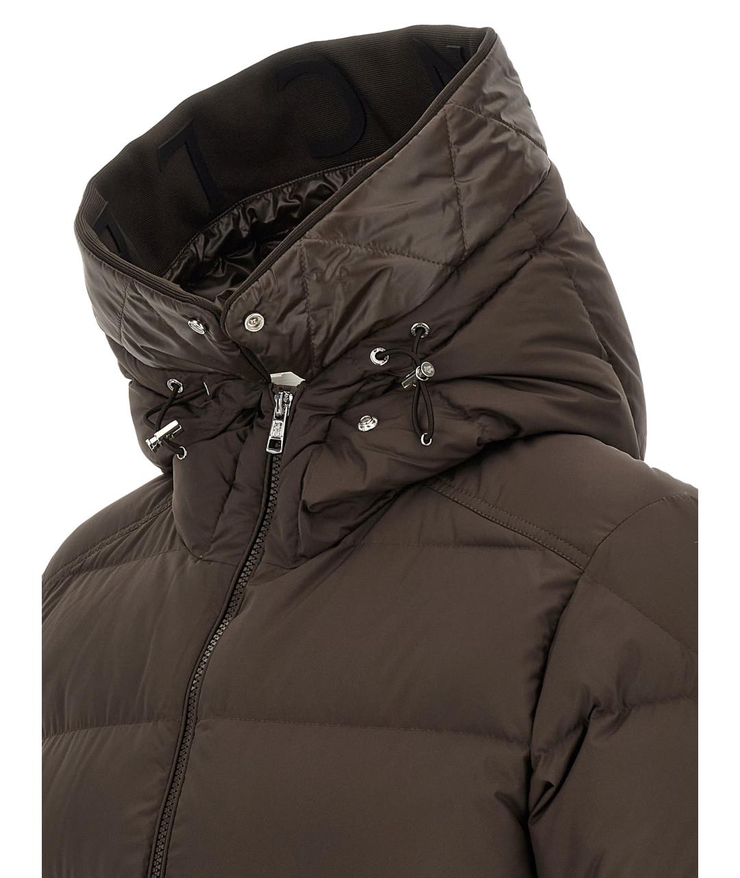 MONCLER Коричневый полиэстеровый пуховик, фото 6