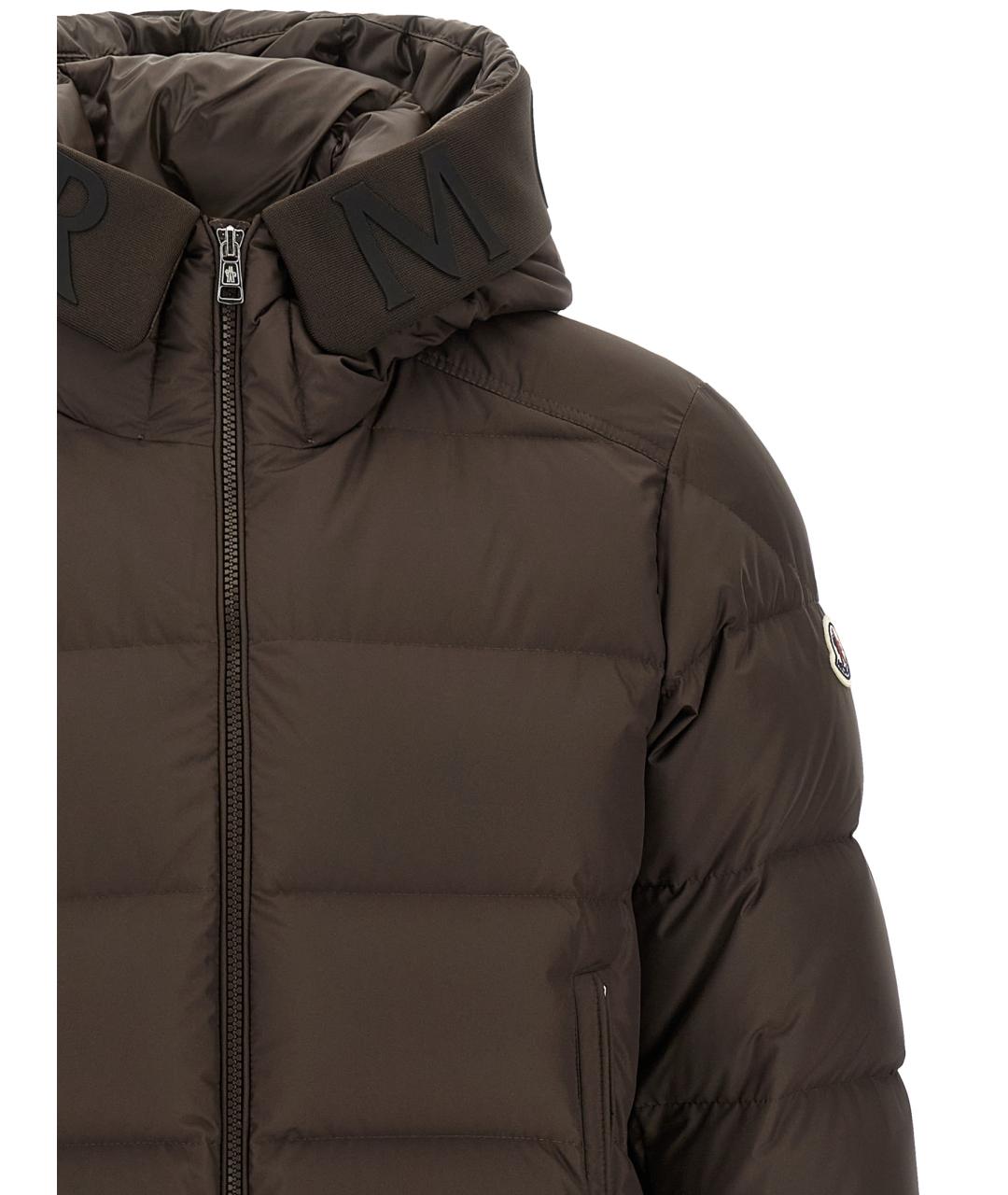 MONCLER Коричневый полиэстеровый пуховик, фото 3