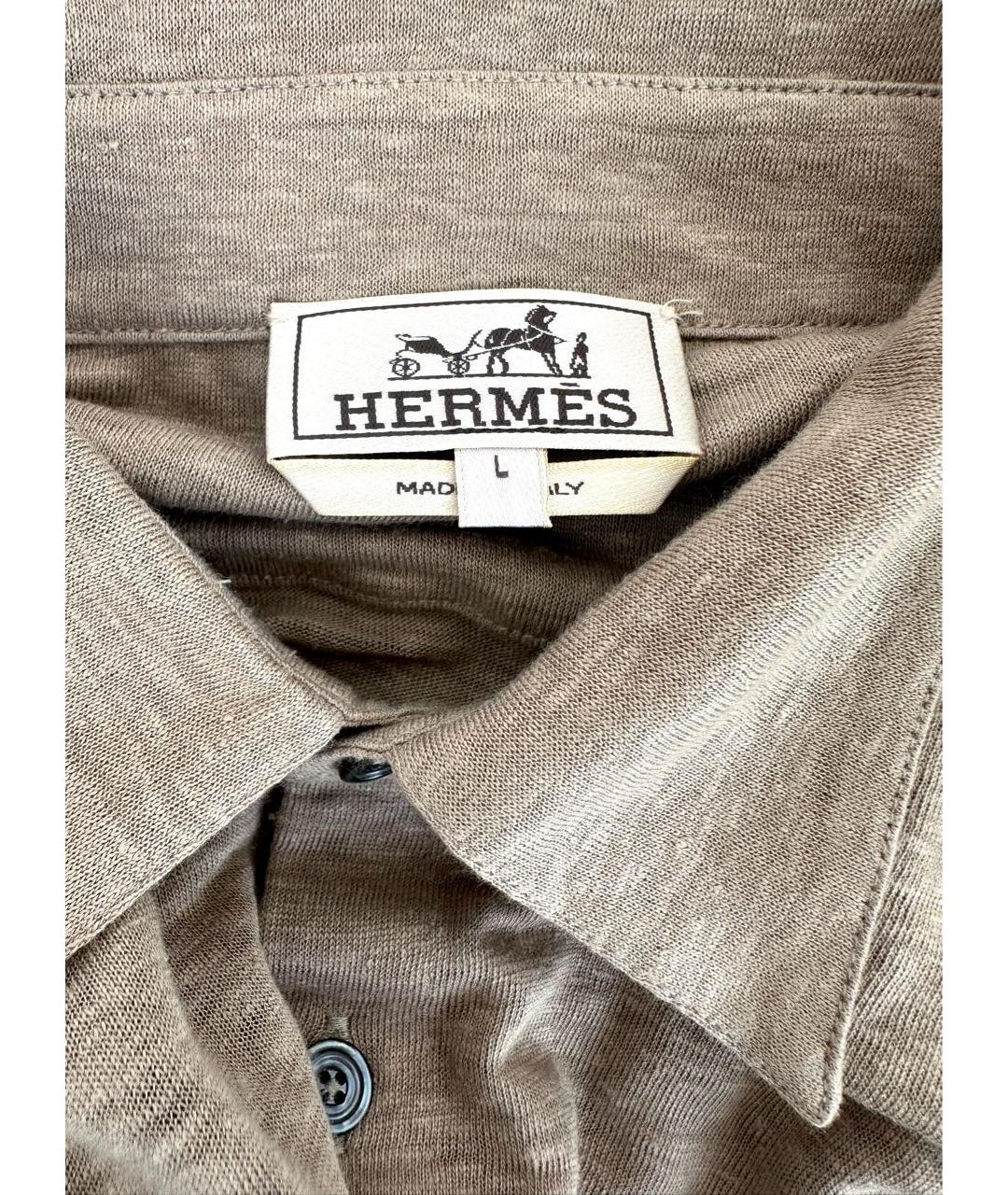 HERMES Бежевая льняная кэжуал рубашка, фото 3