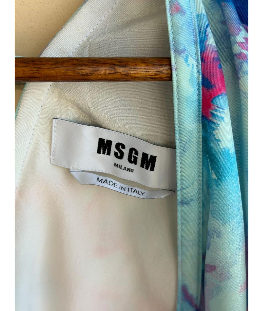 MSGM Голубое полиэстеровое коктейльное платье, фото 3