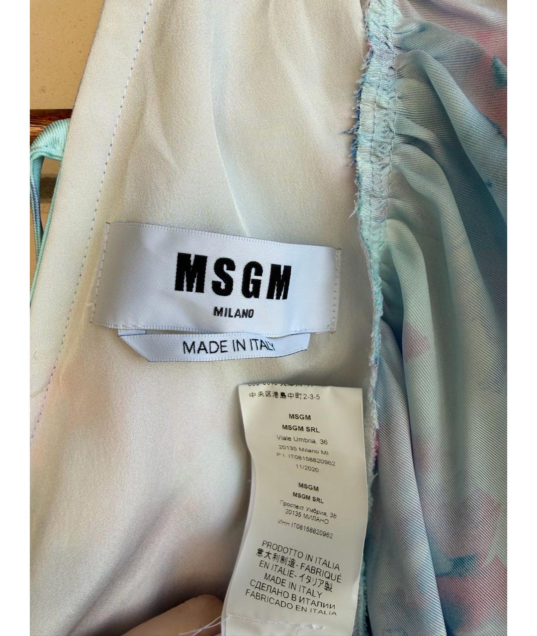 MSGM Голубое полиэстеровое коктейльное платье, фото 7