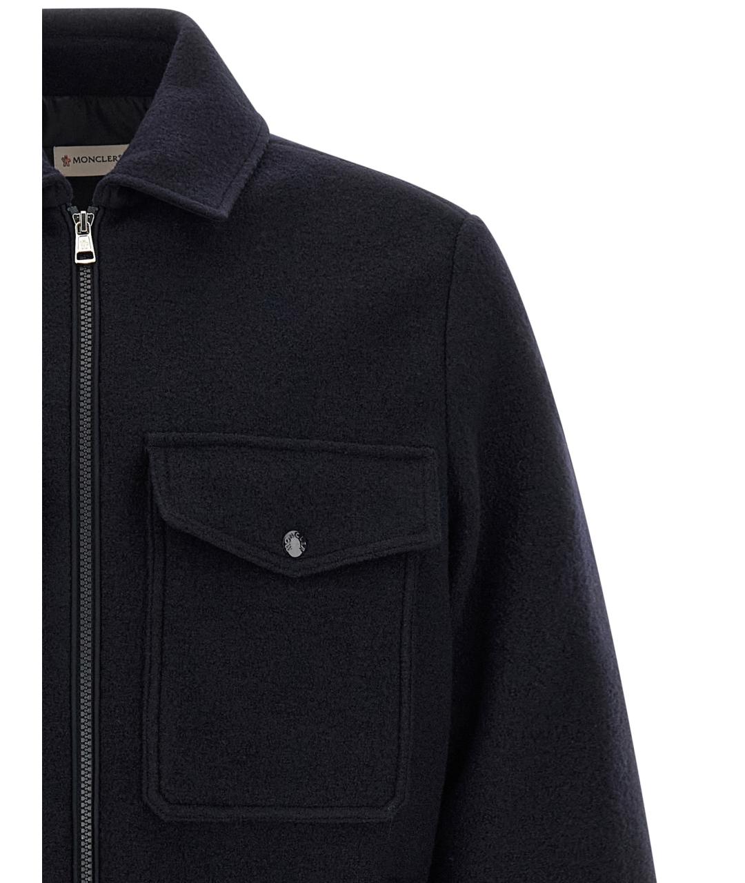 MONCLER Синяя шерстяная кэжуал рубашка, фото 3