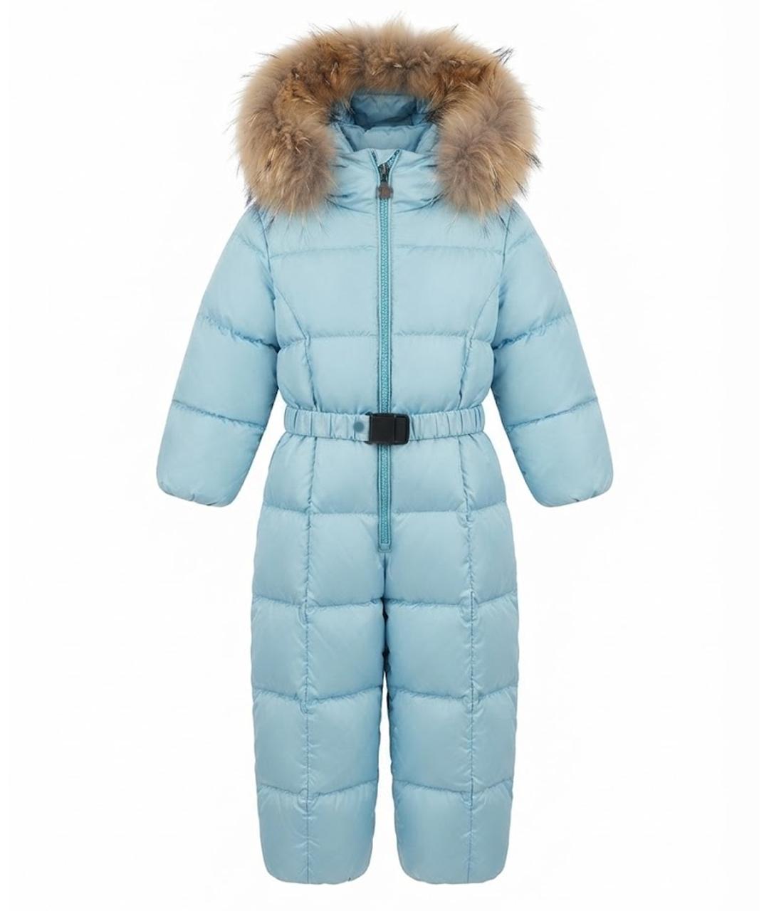 MONCLER Голубой синтетический комбинезон, фото 1