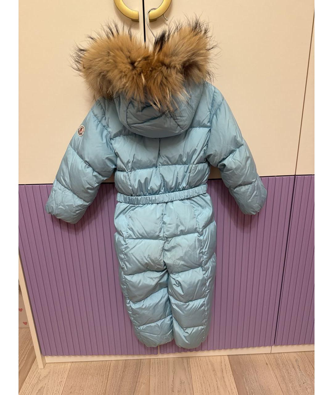 MONCLER Голубой синтетический комбинезон, фото 2
