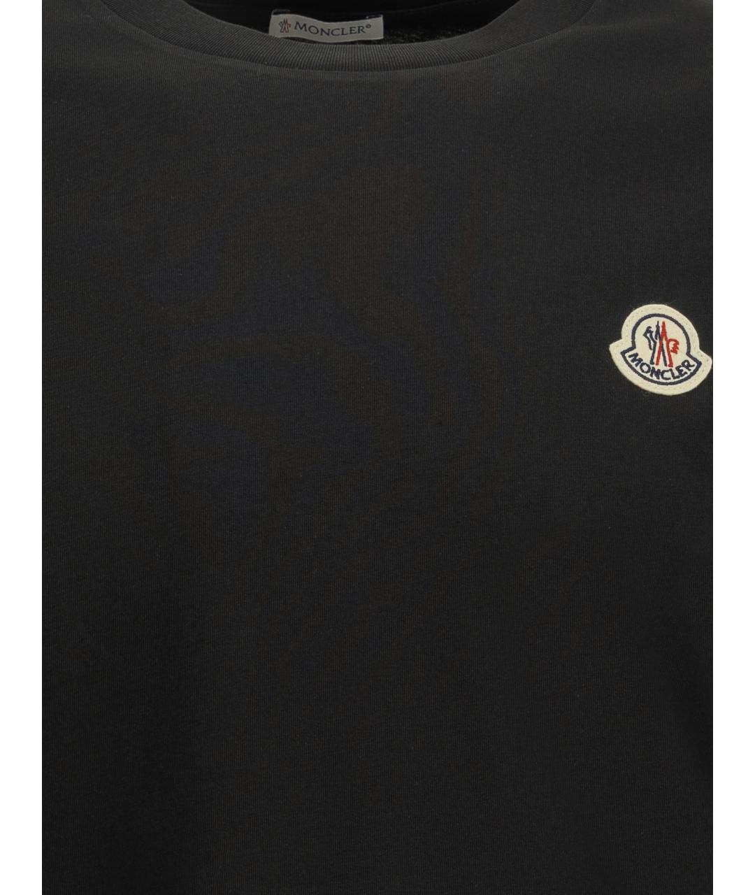 MONCLER Черная хлопковая футболка, фото 3
