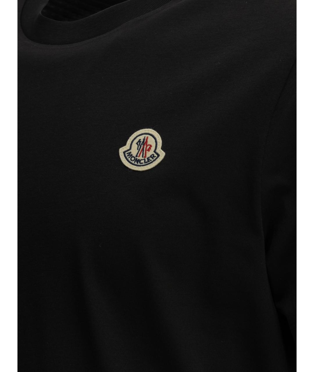 MONCLER Черная хлопковая футболка, фото 4