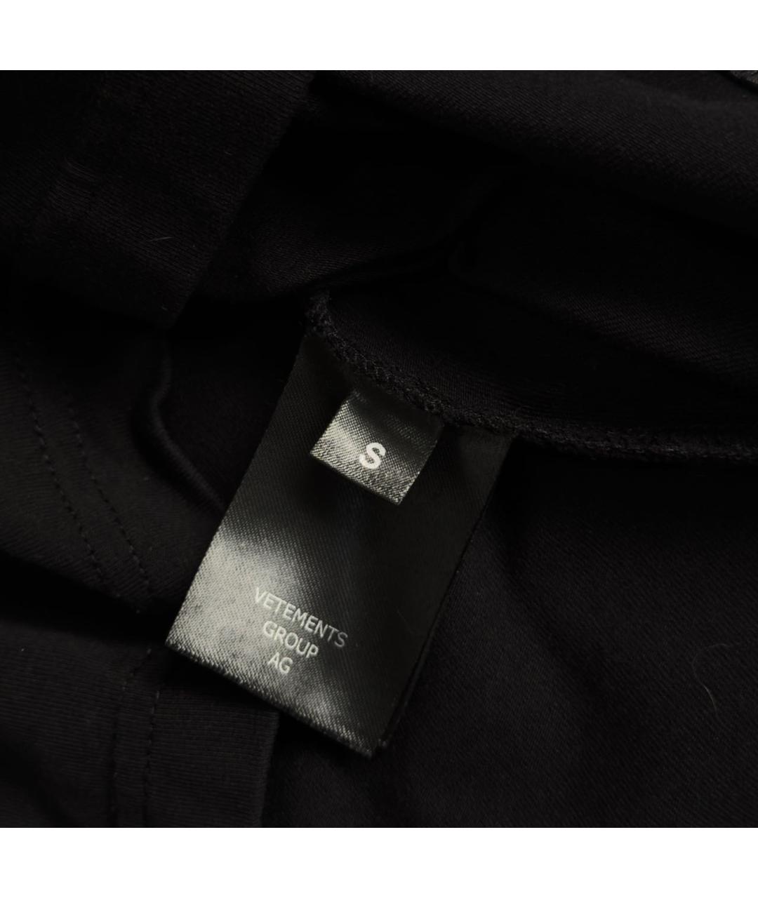 VETEMENTS Черная хлопко-эластановая футболка, фото 5