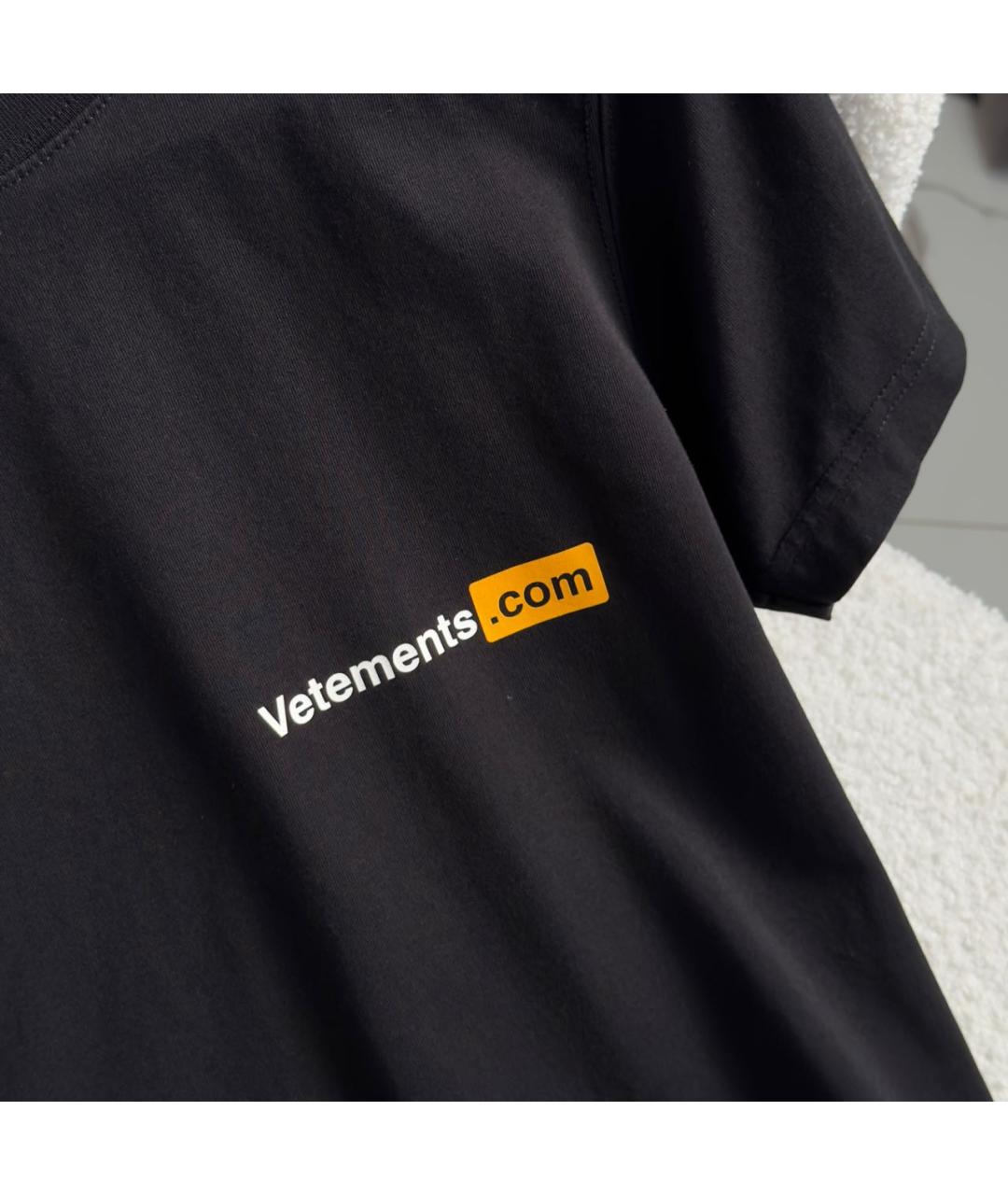 VETEMENTS Черная хлопко-эластановая футболка, фото 3