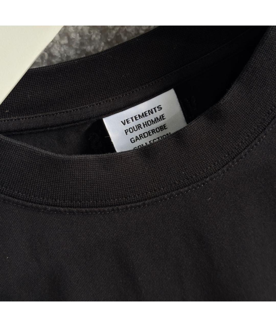 VETEMENTS Черная хлопко-эластановая футболка, фото 4