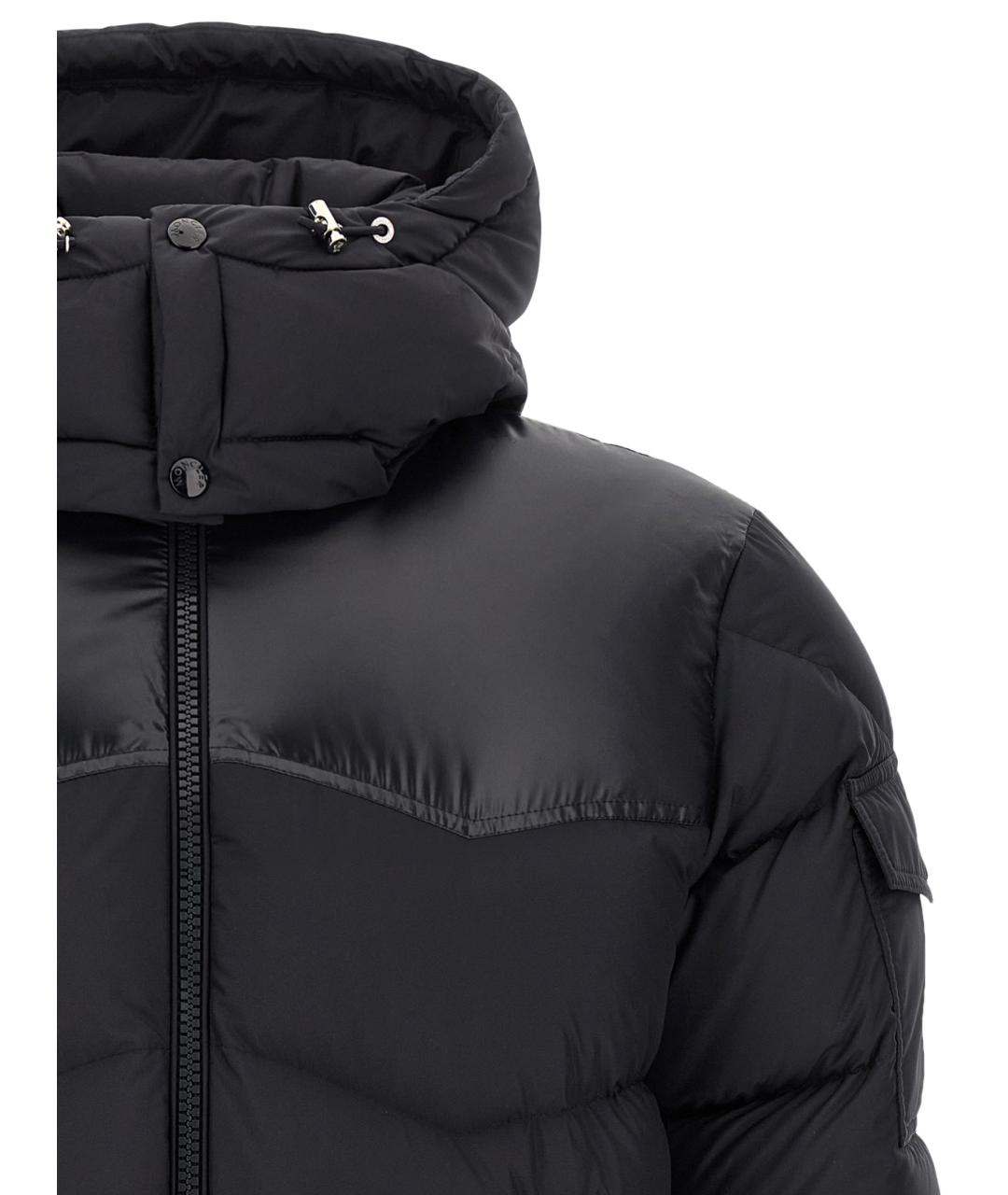 MONCLER Черный полиэстеровый пуховик, фото 4