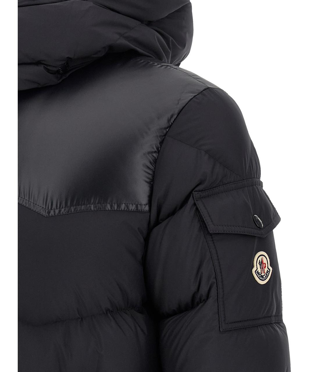 MONCLER Черный полиэстеровый пуховик, фото 5