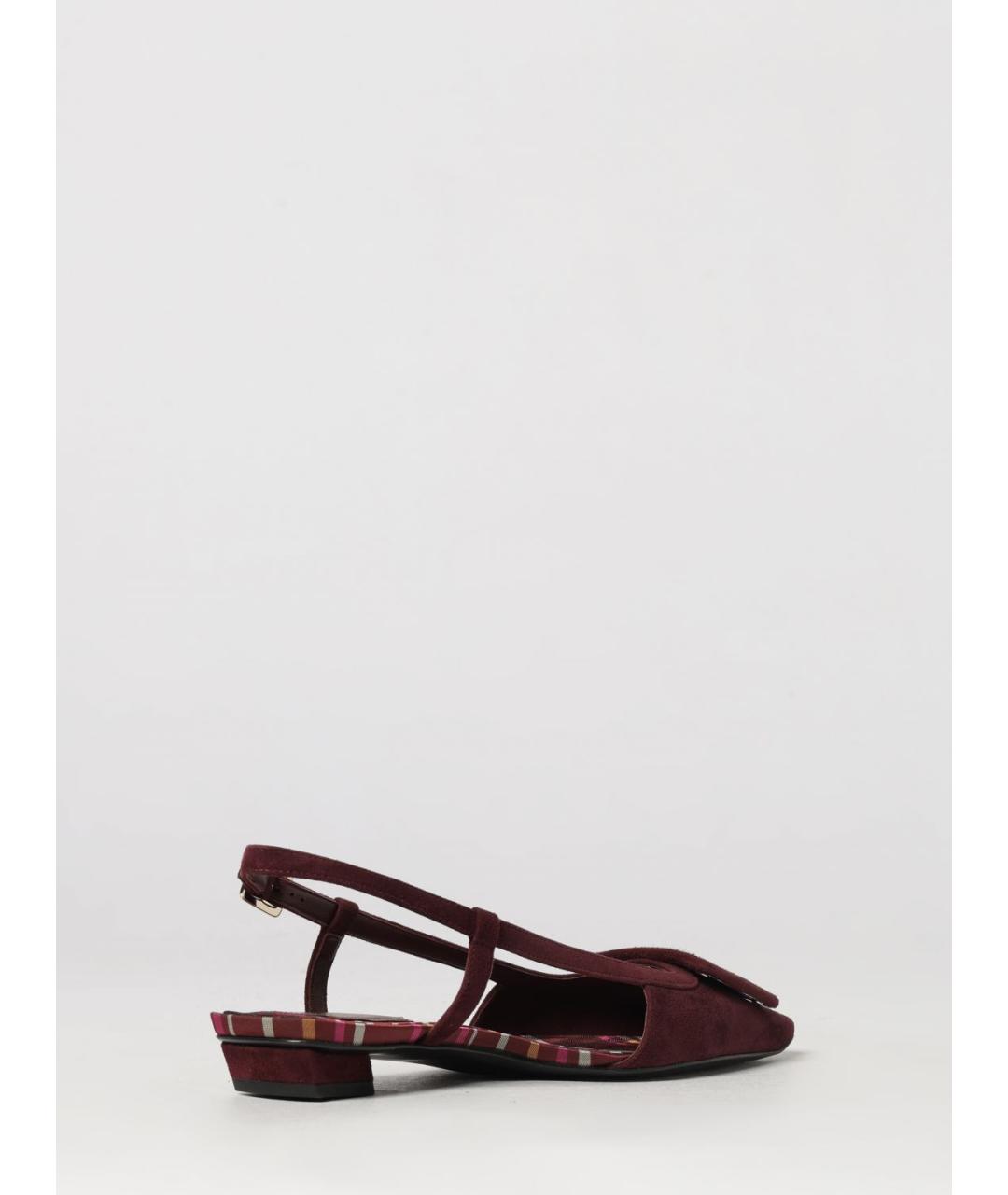 ROGER VIVIER Бордовые замшевые балетки, фото 3