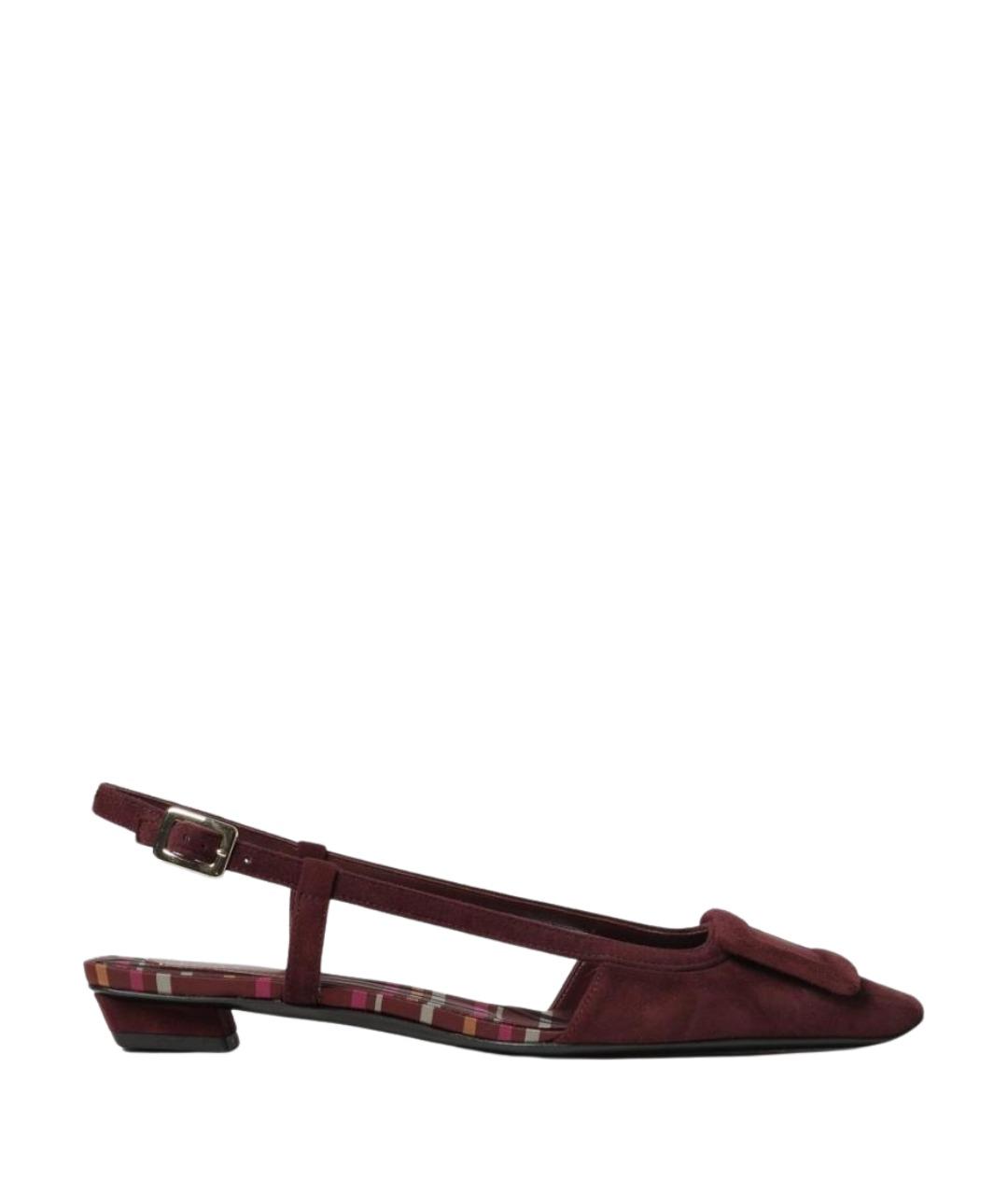 ROGER VIVIER Бордовые замшевые балетки, фото 1