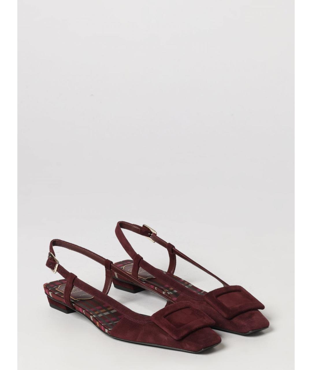 ROGER VIVIER Бордовые замшевые балетки, фото 2