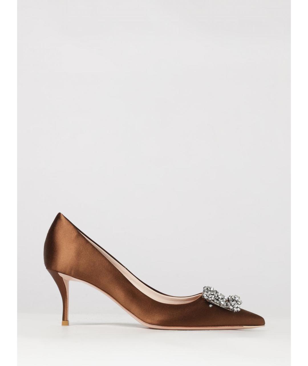 ROGER VIVIER Коричневые текстильные туфли, фото 4