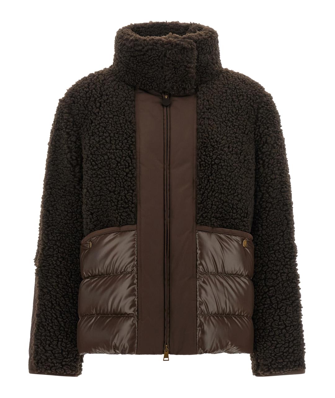 MONCLER Коричневый полиэстеровый пуховик, фото 1