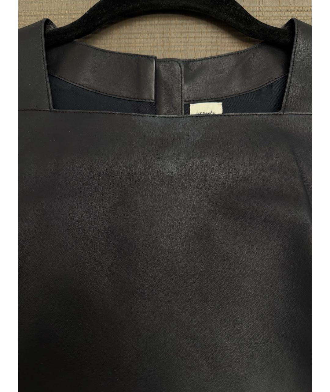 HERMES Черная кожаная майка, фото 6