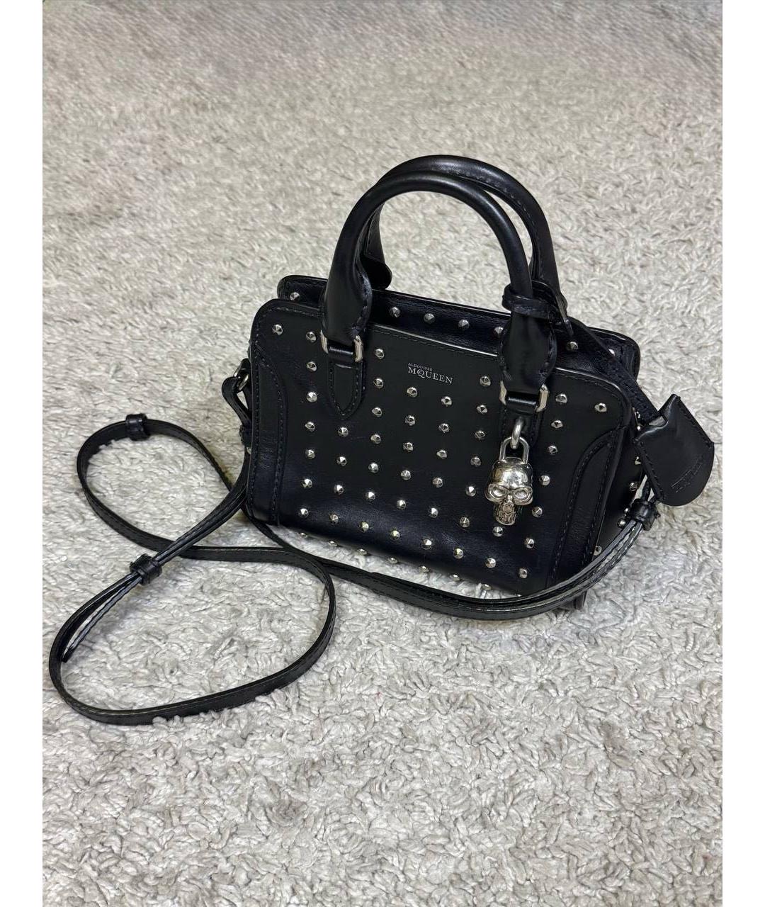 ALEXANDER MCQUEEN Черная кожаная сумка с короткими ручками, фото 8