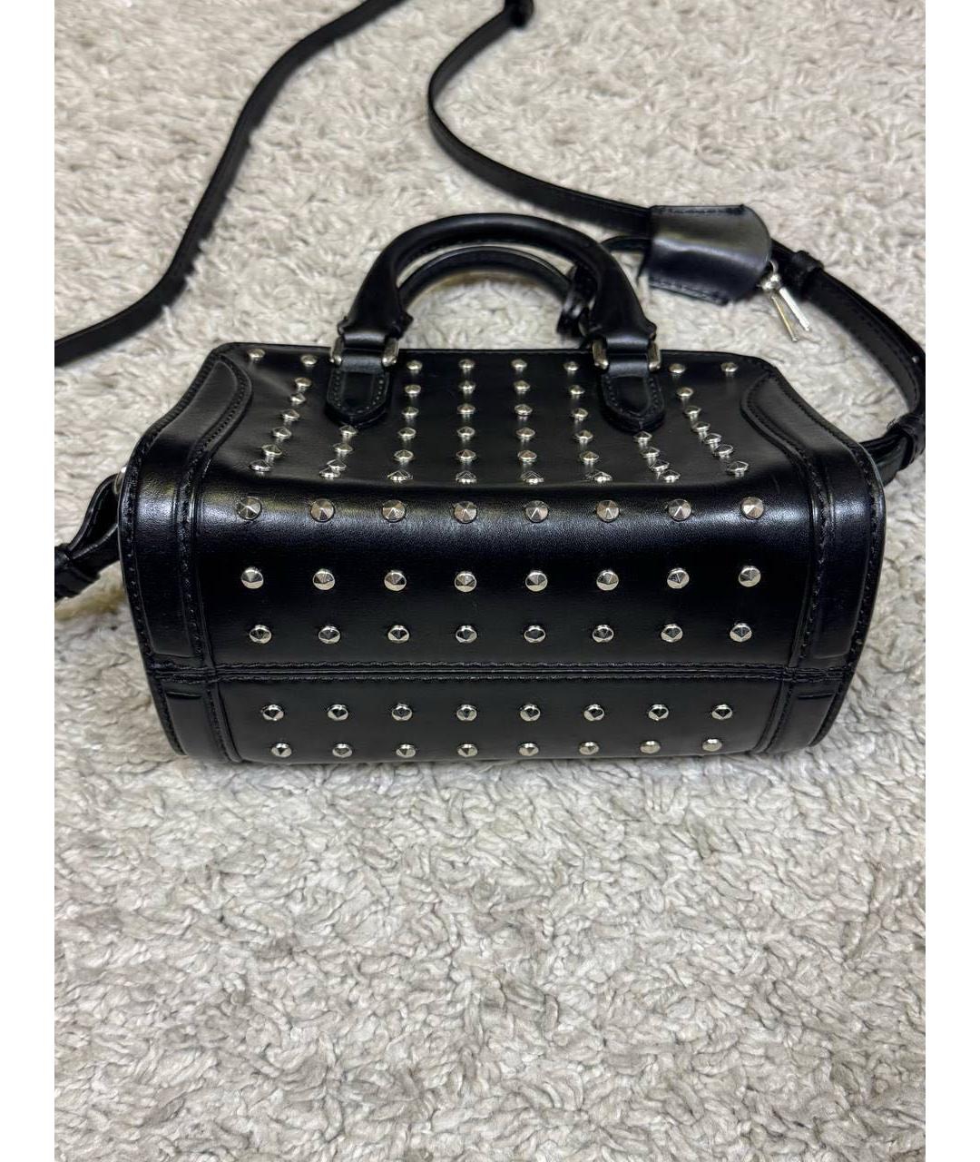 ALEXANDER MCQUEEN Черная кожаная сумка с короткими ручками, фото 5