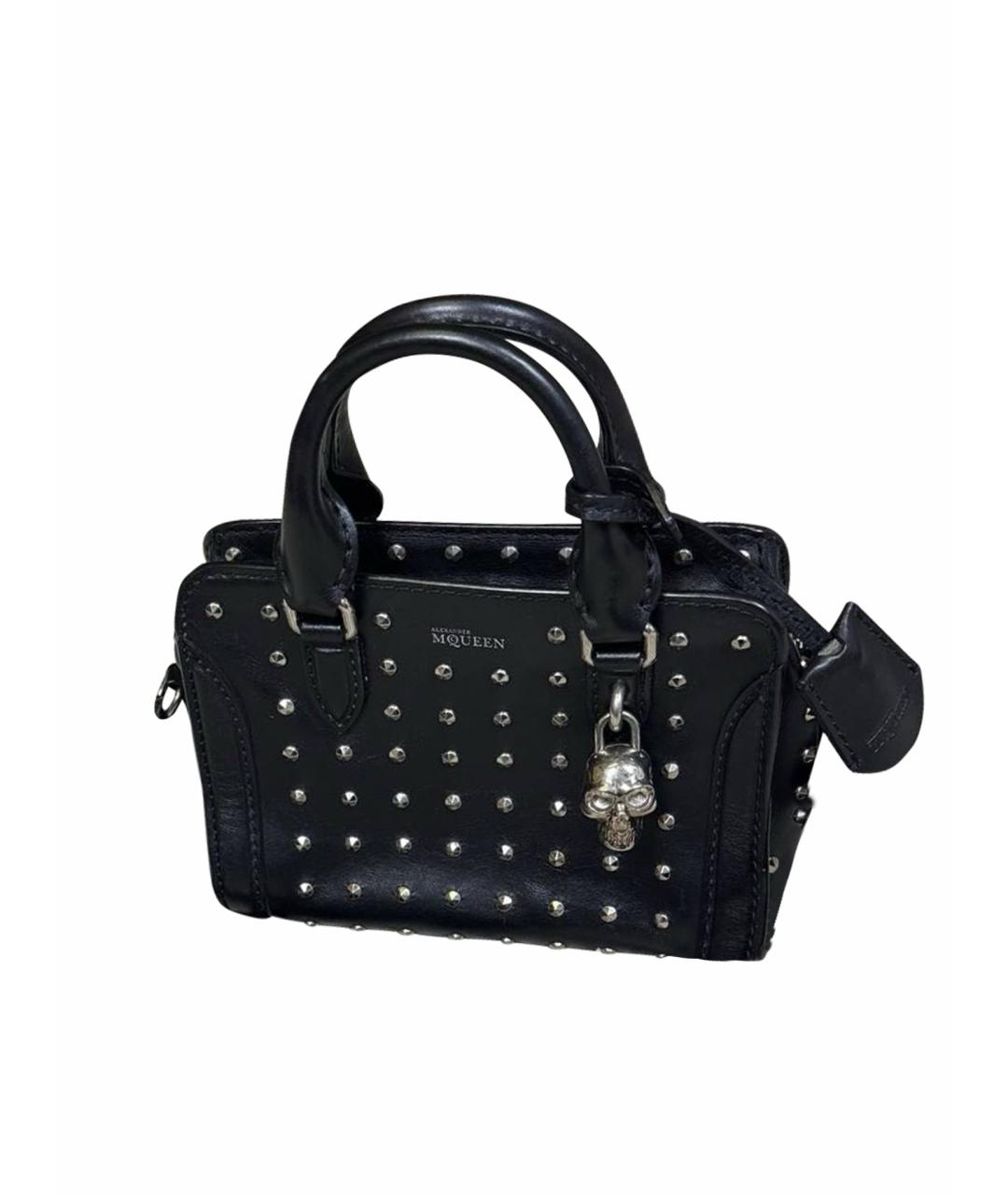 ALEXANDER MCQUEEN Черная кожаная сумка с короткими ручками, фото 1