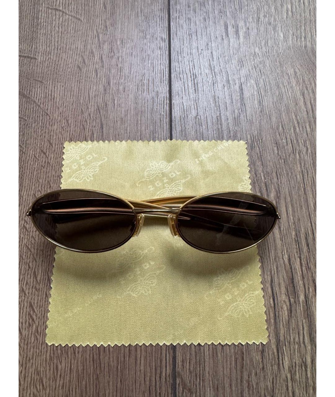 BOTTEGA VENETA Золотые металлические солнцезащитные очки, фото 7