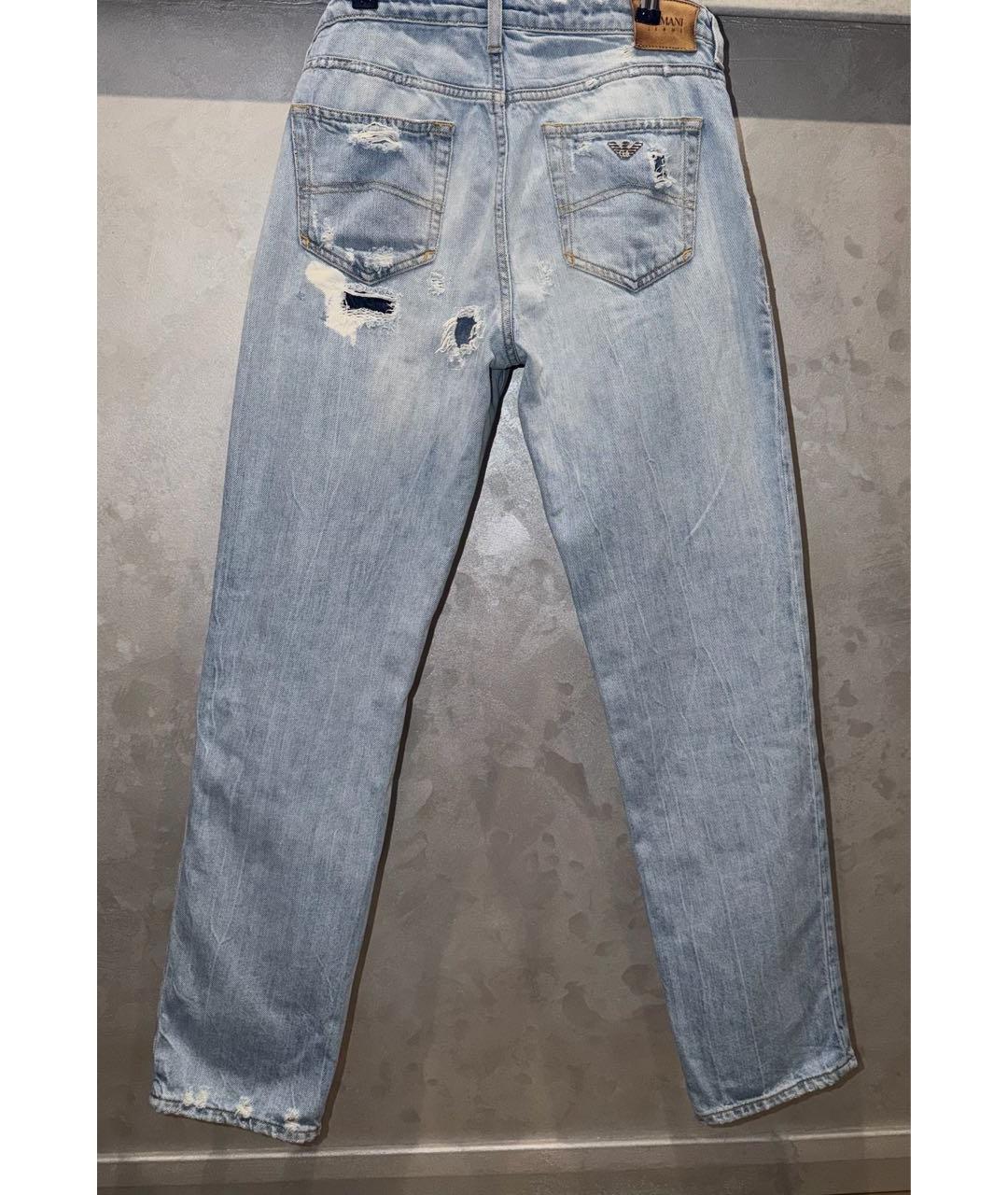 ARMANI JEANS Голубые хлопко-полиэстеровые прямые джинсы, фото 2