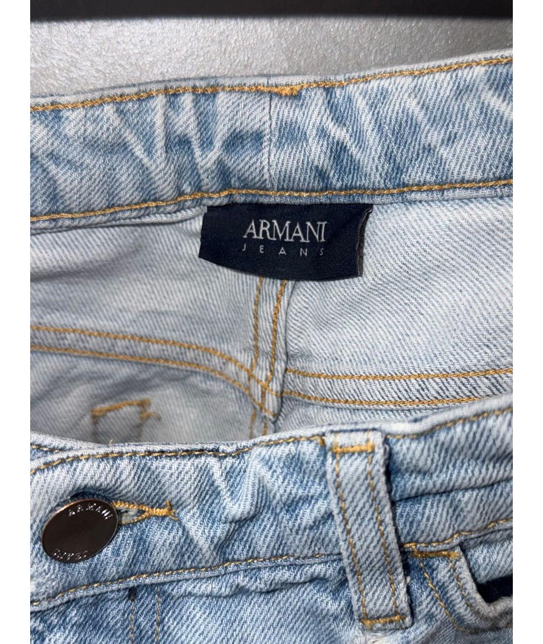 ARMANI JEANS Голубые хлопко-полиэстеровые прямые джинсы, фото 3