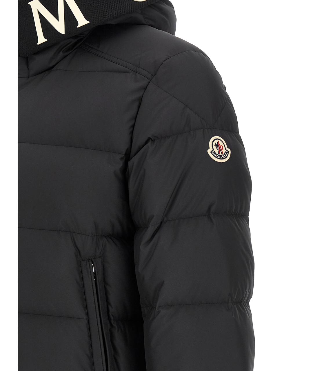 MONCLER Черный полиэстеровый пуховик, фото 4
