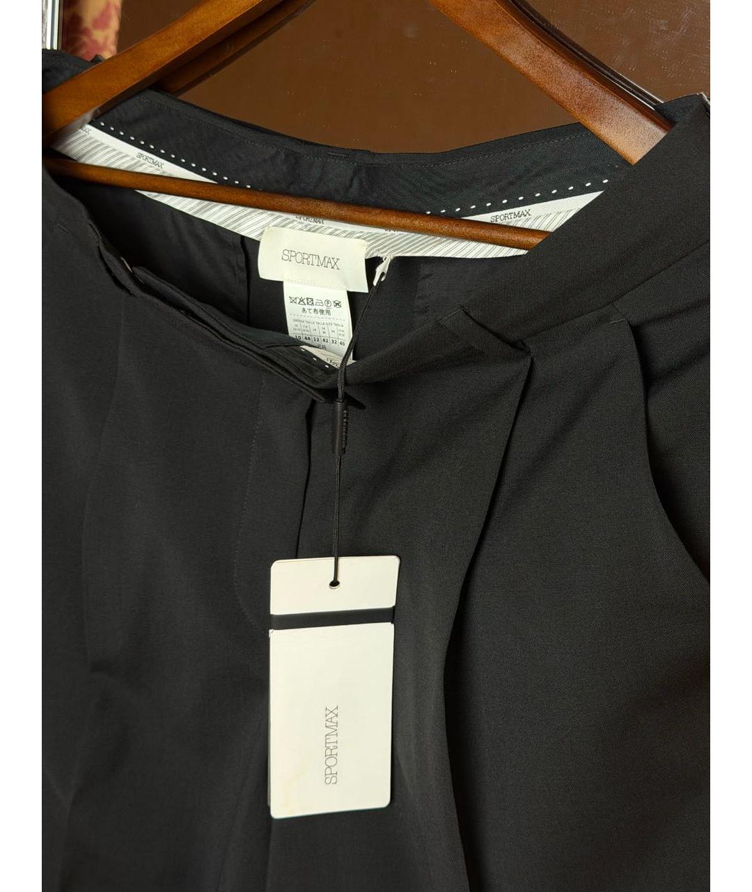 SPORTMAX Черные шерстяные прямые брюки, фото 4