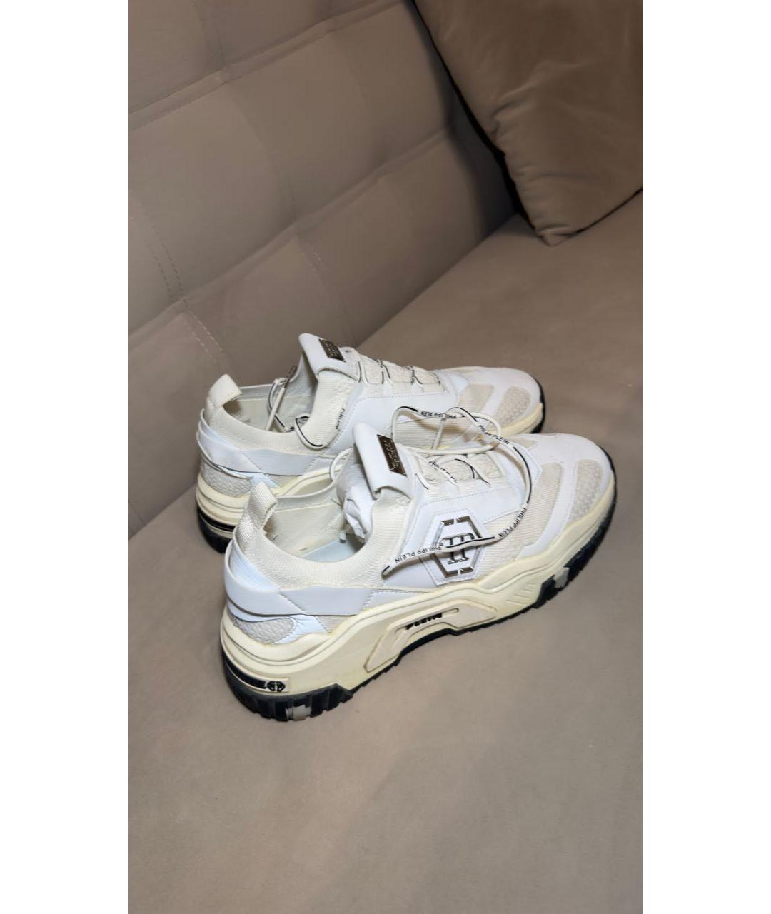 PHILIPP PLEIN Белые кожаные высокие кроссовки / кеды, фото 5