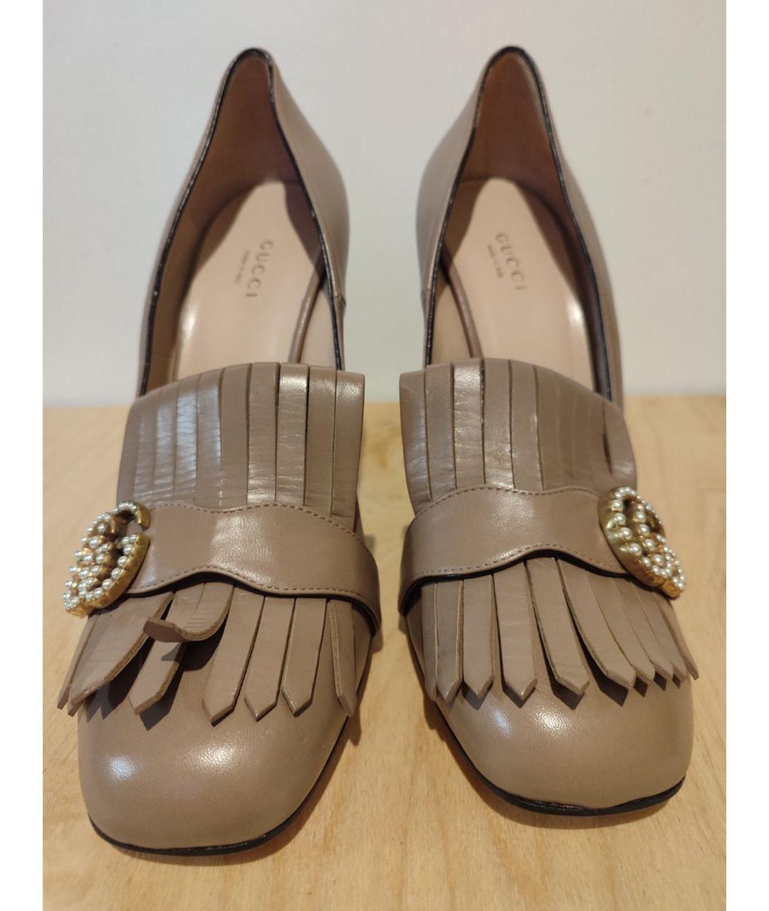 GUCCI Бежевые кожаные туфли, фото 2
