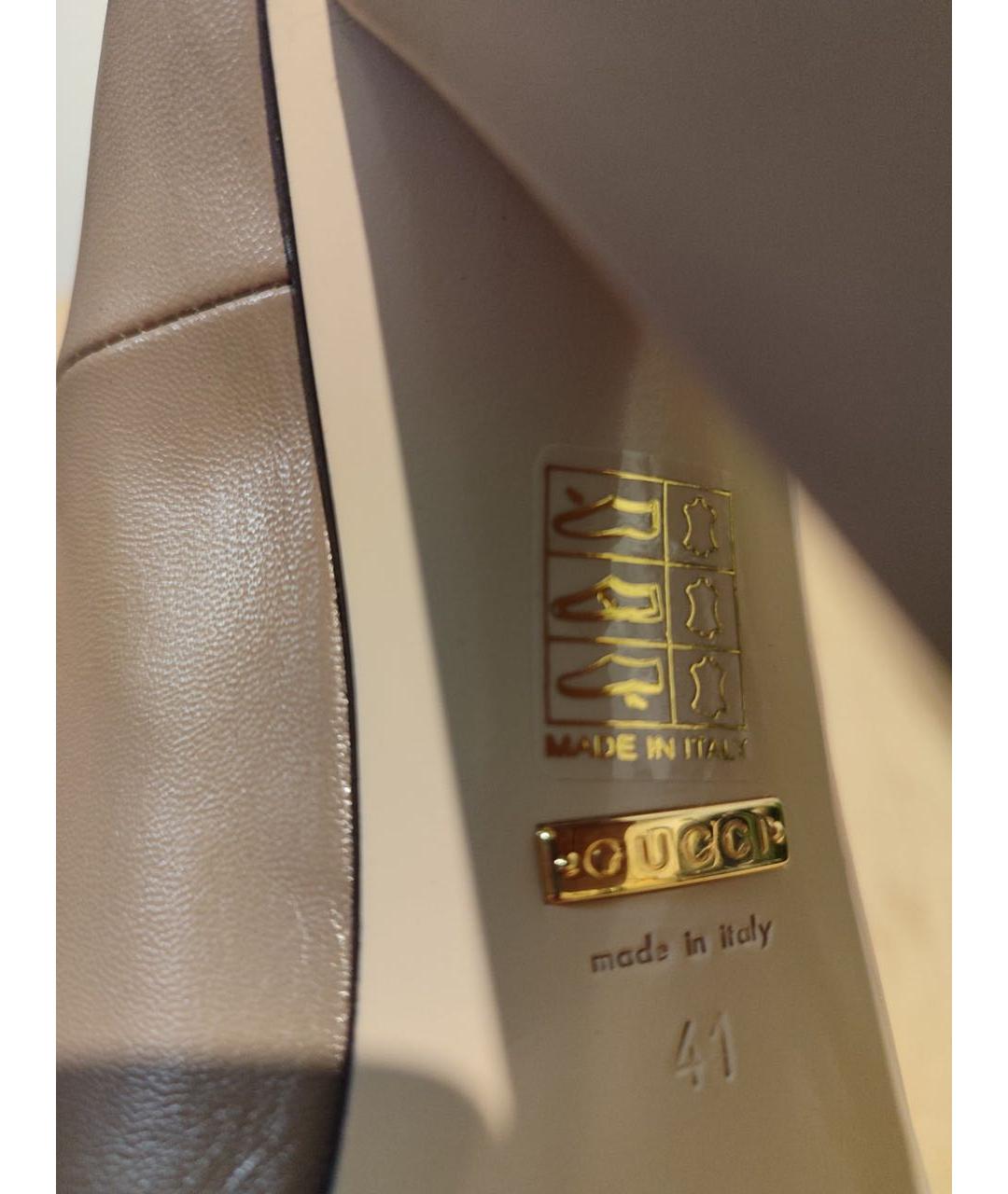 GUCCI Бежевые кожаные туфли, фото 5