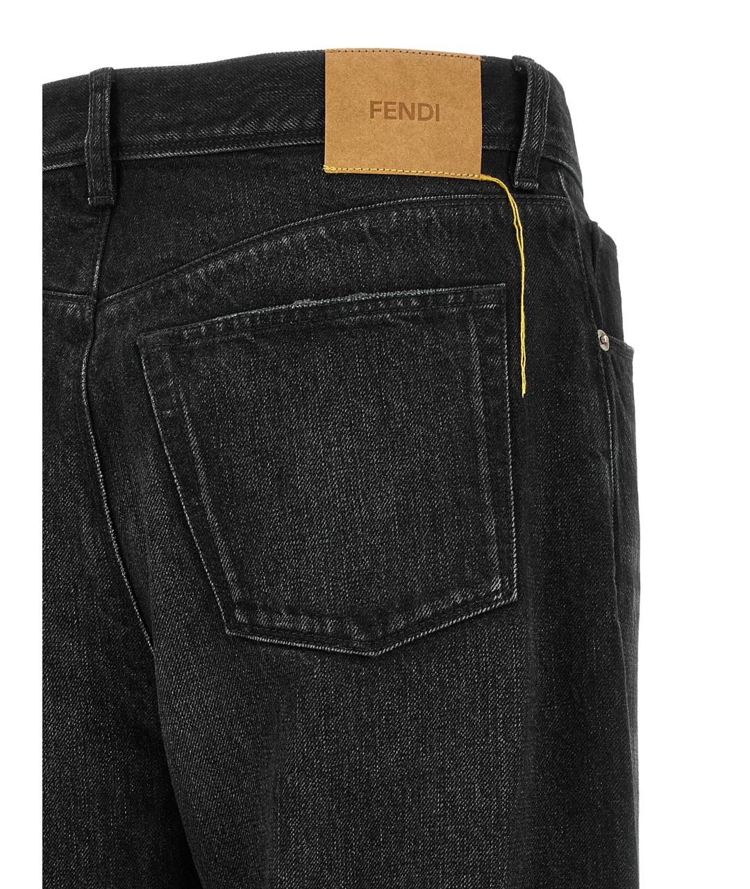 FENDI Черные хлопковые прямые джинсы, фото 4
