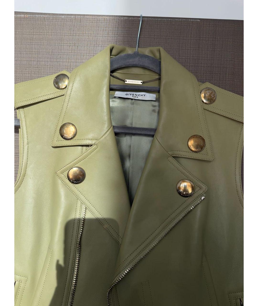 GIVENCHY Хаки кожаный жилет, фото 2