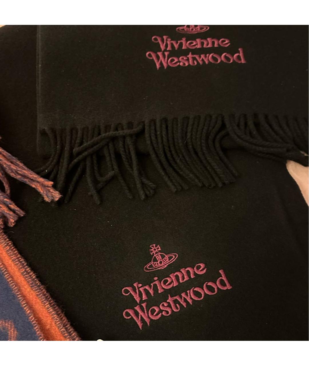 VIVIENNE WESTWOOD Черный шерстяной шарф, фото 3