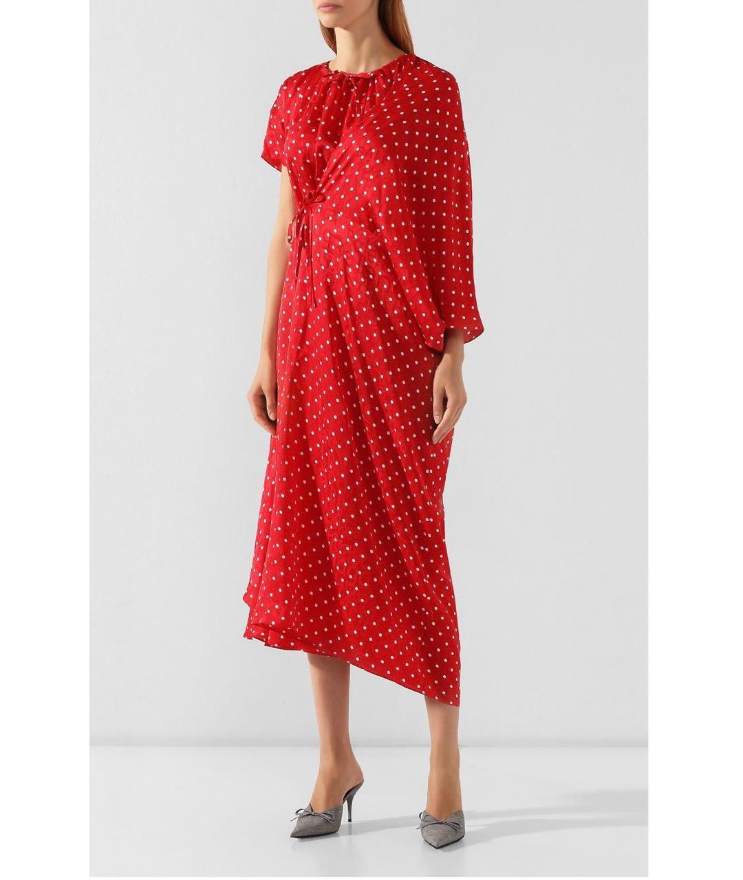 BALENCIAGA Красное шелковое коктейльное платье, фото 7