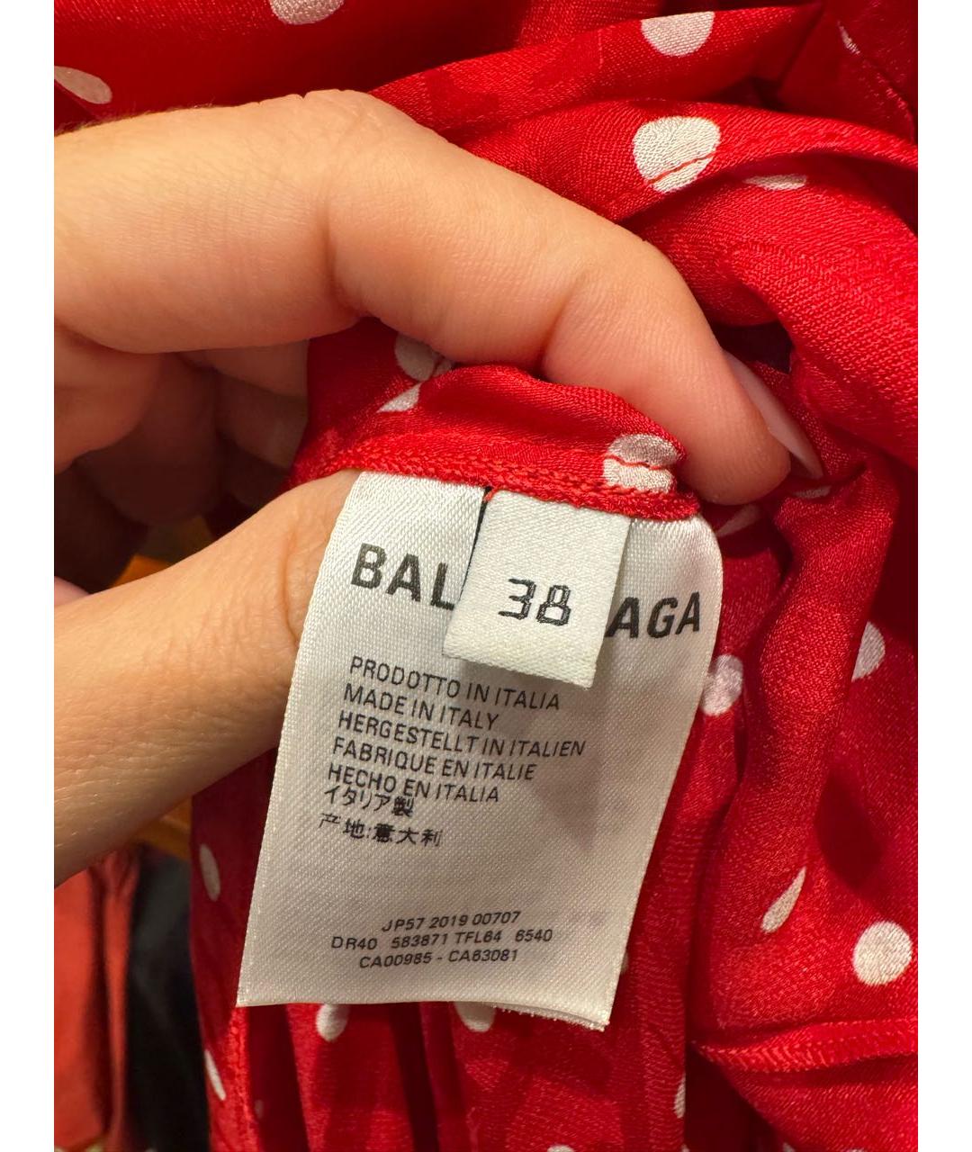 BALENCIAGA Красное шелковое коктейльное платье, фото 3