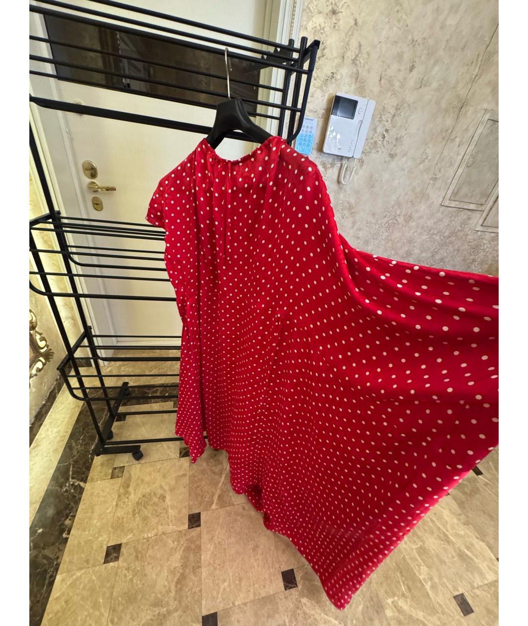 BALENCIAGA Красное шелковое коктейльное платье, фото 2