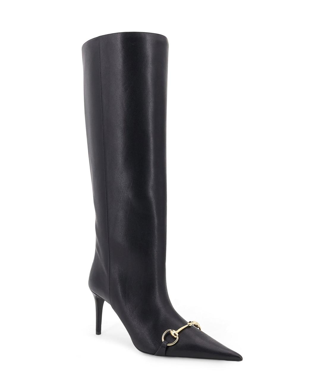 GUCCI Черные кожаные сапоги, фото 2