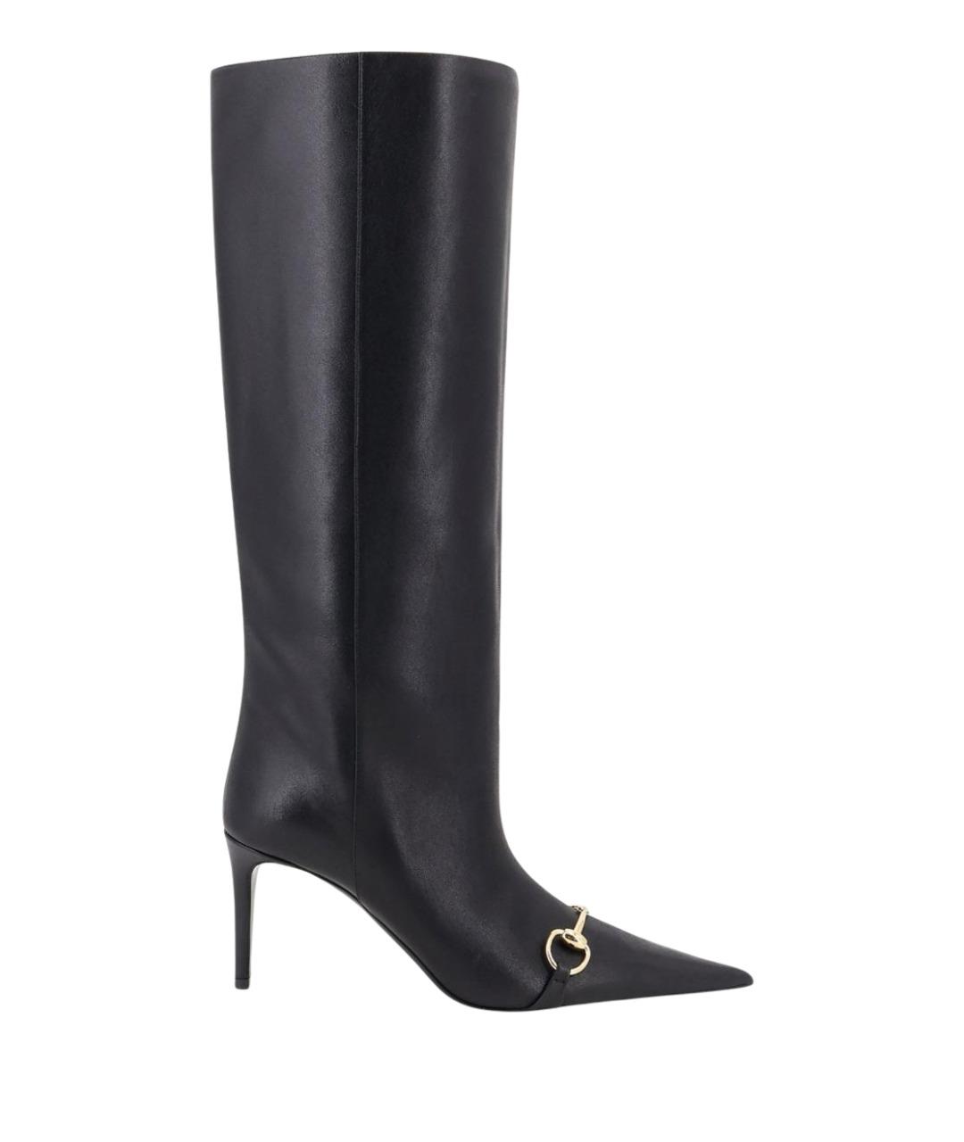 GUCCI Черные кожаные сапоги, фото 1