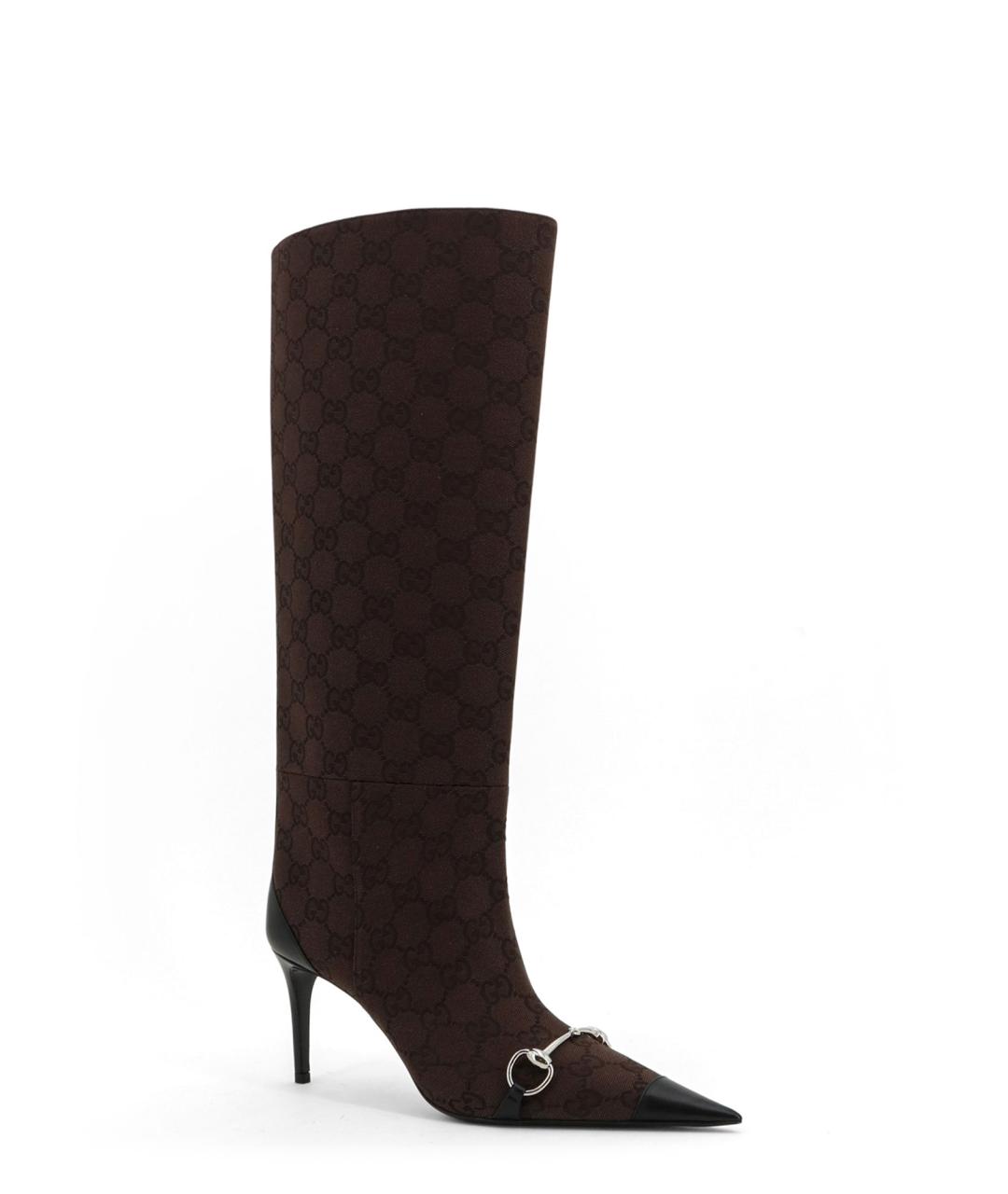 GUCCI Коричневые текстильные сапоги, фото 2