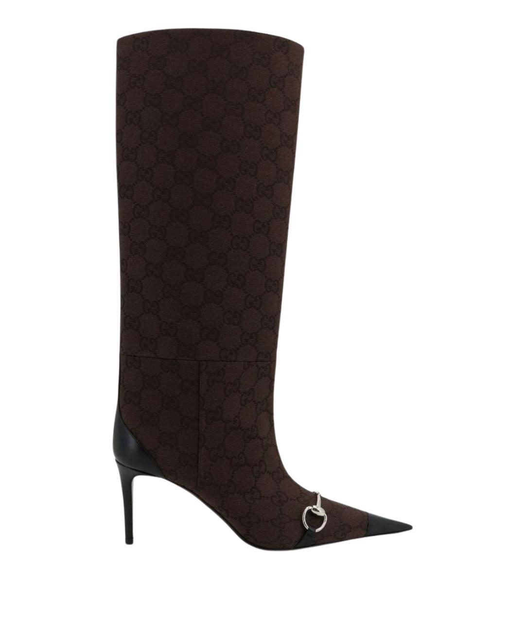 GUCCI Коричневые текстильные сапоги, фото 1